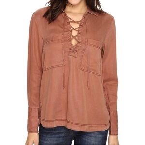 Free People Under Your Spell lace up tencel top size small